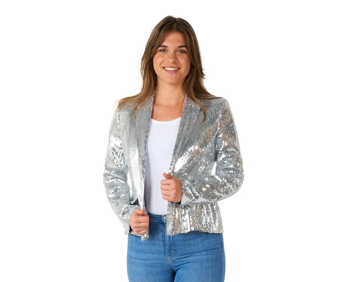 Woman jacket Sequins Silver, size 36/38 (S)